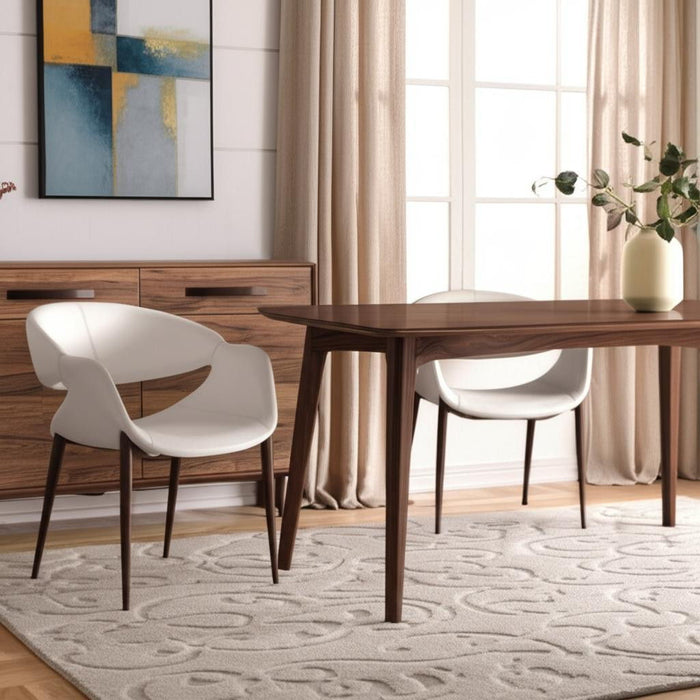 Upholstered Faux Leather Open Back Dining Arm Chairs (Set of 2) - Beige