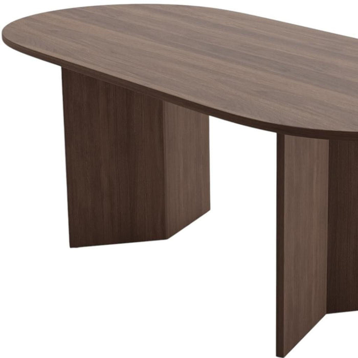 Solid Wood Double Pedestal Base Oval Dining Table - Walnut