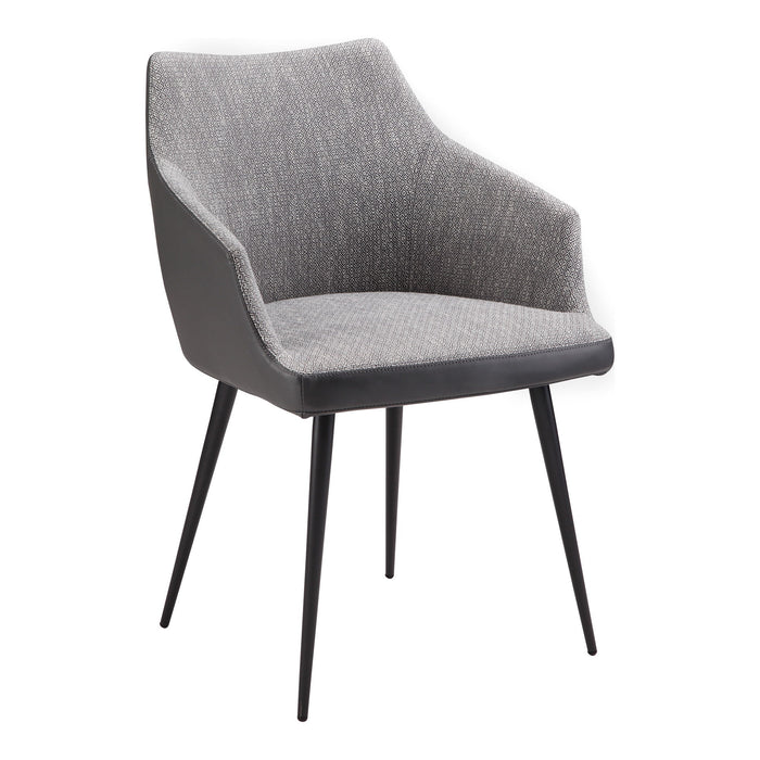 Faux Leather Steel Dining Arm Chair - Gray / Black