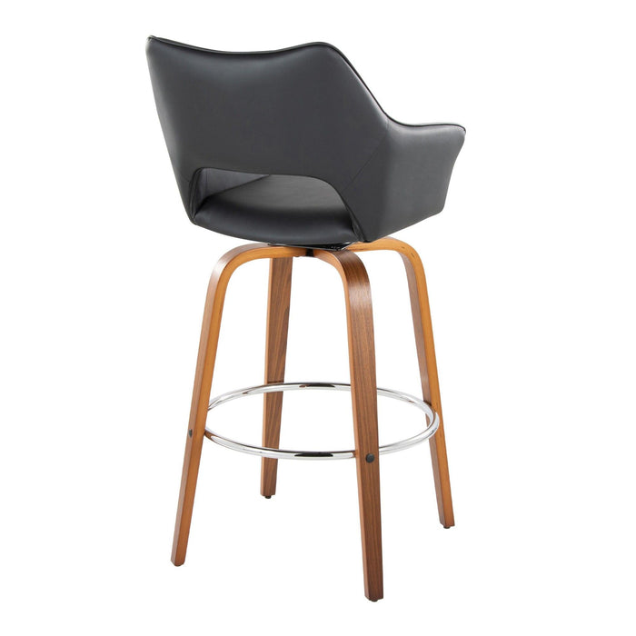 Mustang - Fixed-Height XL Barstool (Set of 2) - Walnut Wood