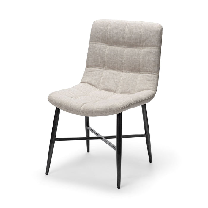 Upholstered Fabric Open Back Side Chairs (Set of 2) - Black / White