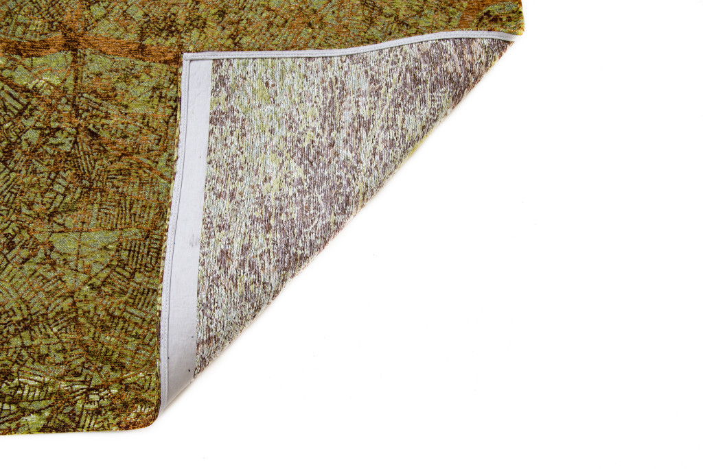 7' x 9' Abstract Non Skid Area Rug - Green And Brown