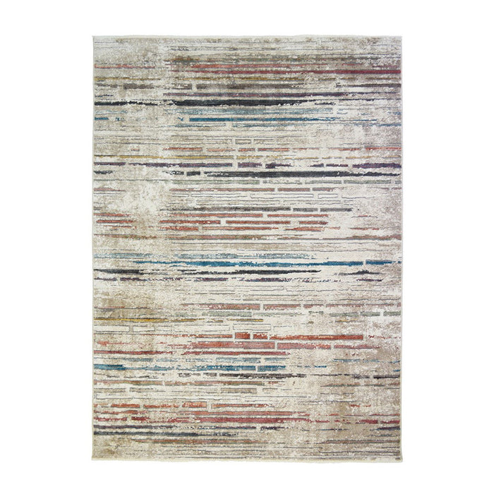 9' x 13' Geometric Distressed Area Rug With Fringe - Beige