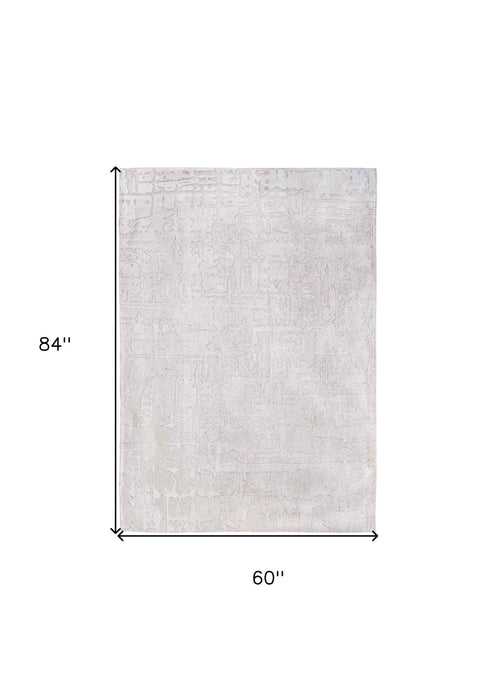 5' x 7' Modern Abstract Non Skid Area Rug - White