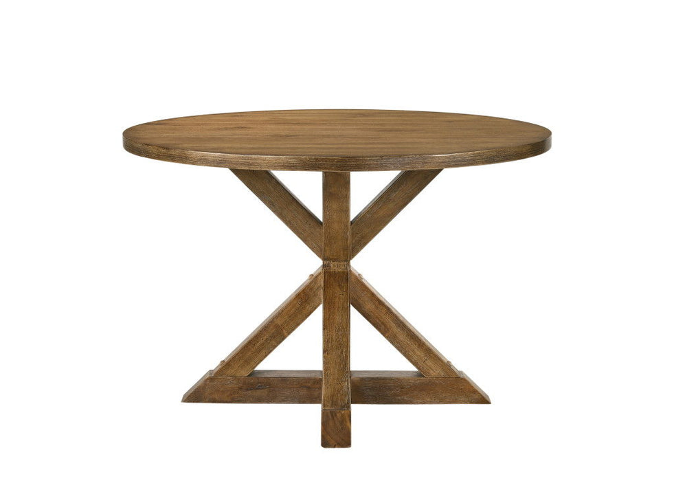 48" Wood Cross Leg Base Round Top Dining Table - Oak