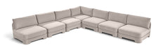 Meridian Furniture velvet upholstered 7-piece armless sectional sofa from Hammond collection, featuring plush fabric and modern design.