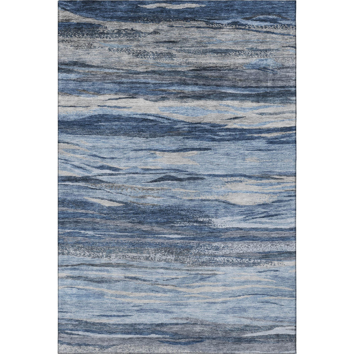 10' X 14' Abstract Washable Area Rug With UV Protection (708523) - Blue / Gray / Silver