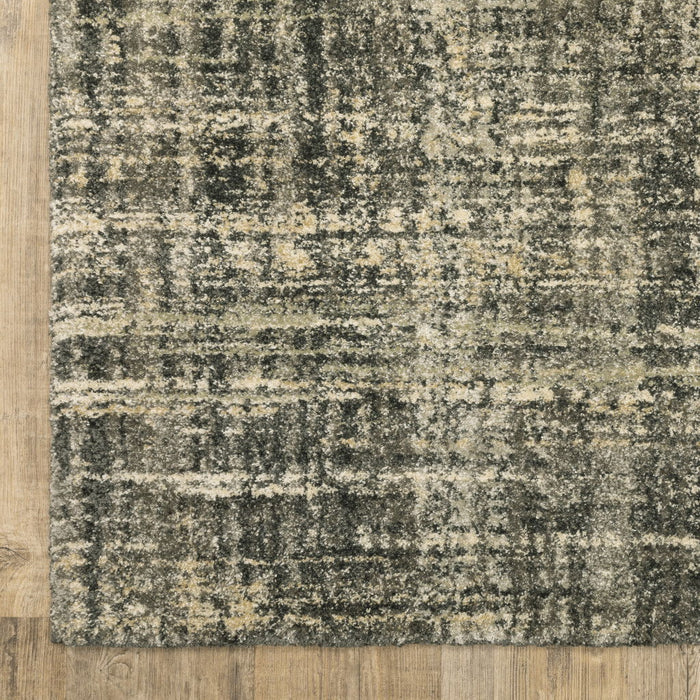 9.8' x 12.8' Abstract Power Loom Stain Resistant Area Rug - Charcoal Grey Beige And Tan