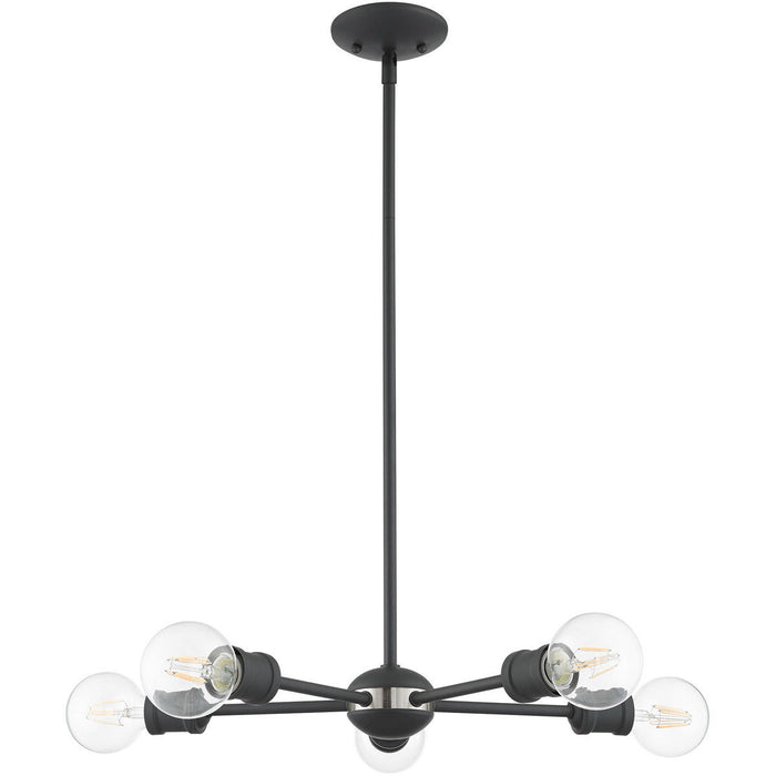 Five Light Dimmable Chandelier With Shades - Gray