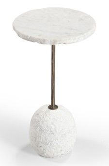 Aeirith - Accent Table - Natural Edge White Marble / Antique Brass