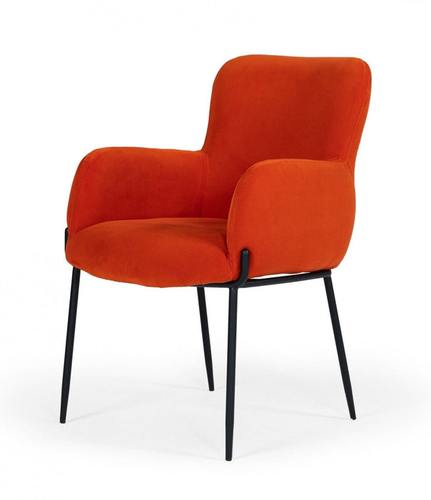 Upholstered Fabric Dining Arm Chair - Orange