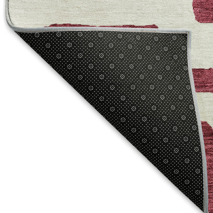 10' X 14' Abstract Geometric Washable Area Rug With UV Protection (671786) - Burgundy / Ivory