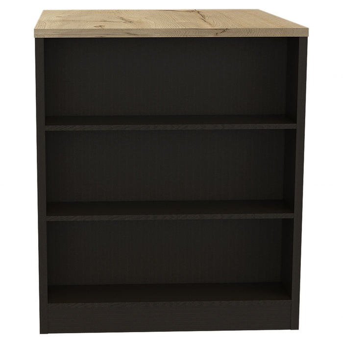 36" Kitchen Island With Storage - Black / Natural