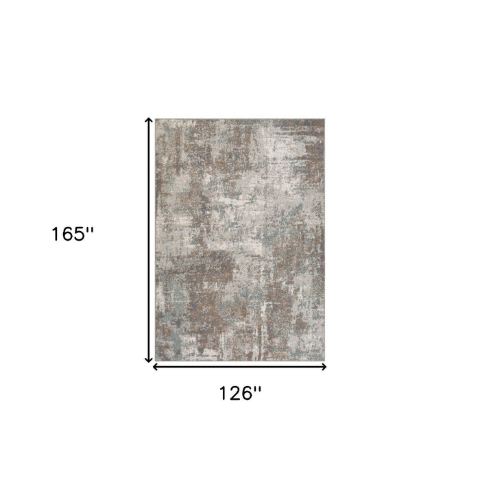10' x 14' Brown Abstract Power Loom Area Rug - Gray And Light
