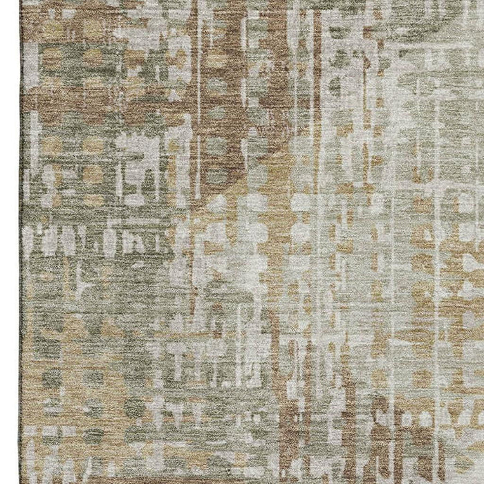 10' X 14' Geometric Washable Area Rug With UV Protection (714997) - Sage / Beige