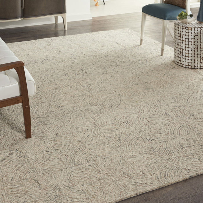 8' X 11' Wool Geometric Area Rug - Ivory / Gray