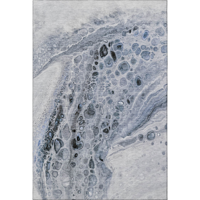 10' X 14' Abstract Washable Area Rug With UV Protection (708559) - Blue / Gray / Silver