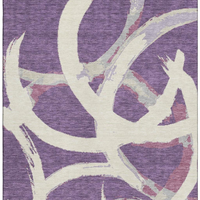 10' X 14' Abstract Washable Area Rug With UV Protection (680283) - Purple / Ivory / Blush