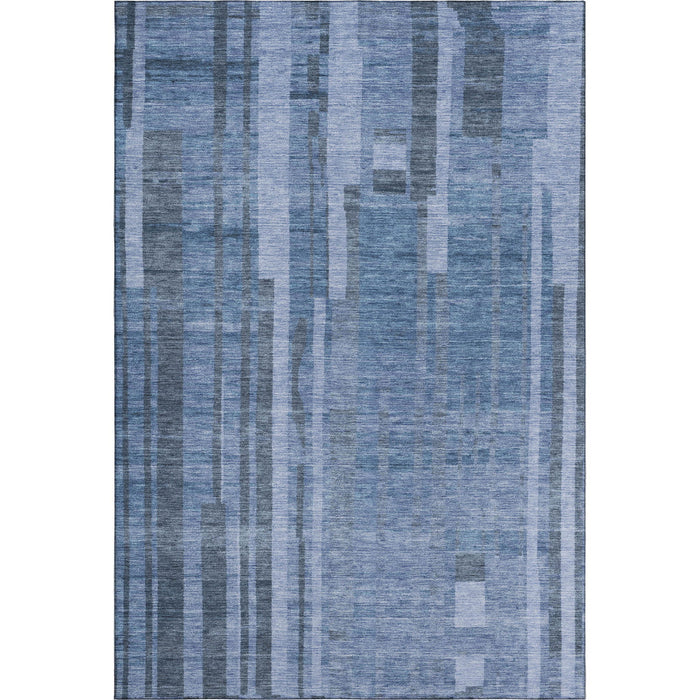 10' X 14' Striped Washable Area Rug With UV Protection (683279) - Navy Blue / Denim Blue