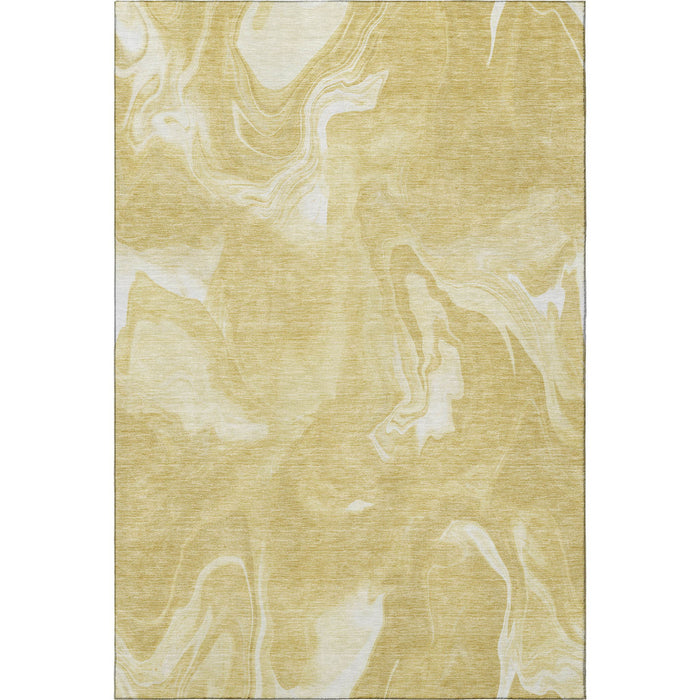 10' X 14' Abstract Washable Area Rug With UV Protection - Gold And Ivory