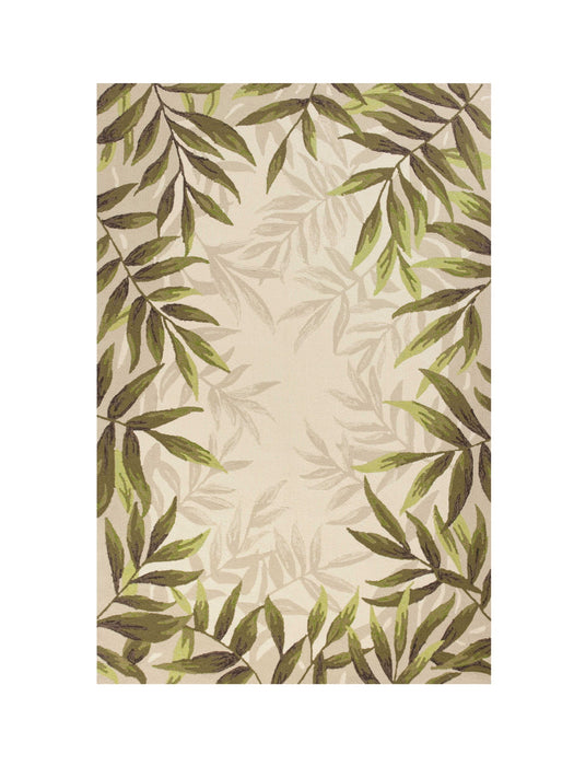 8' x 11' Hand Tufted Bordered Tropical Leaves Indoor Area Rug - Ivory
