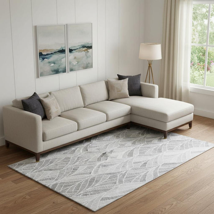 10' X 14' Geometric Washable Area Rug With UV Protection (667599) - Gray / Ivory