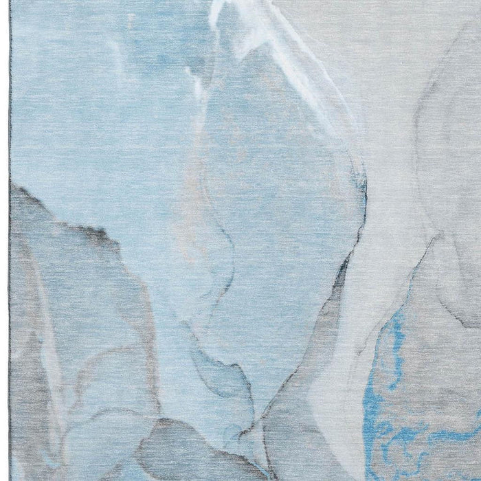 8' X 10' Abstract Washable Area Rug With UV Protection (646820) - Blue / Gray / Ivory