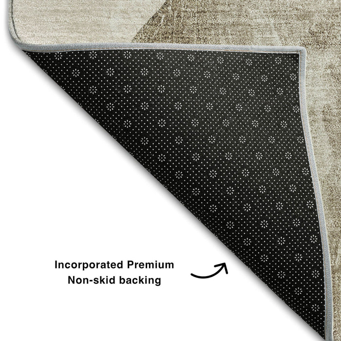 10' X 14' Abstract Washable Area Rug With UV Protection (648472) - Brown / Gray