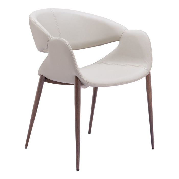 Upholstered Faux Leather Open Back Dining Arm Chairs (Set of 2) - Beige