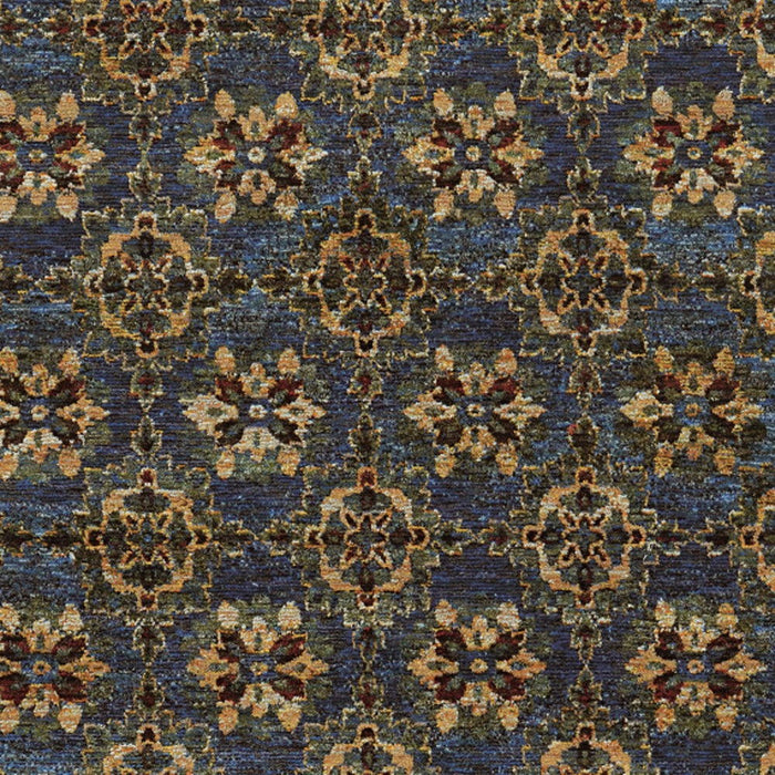 5' x 7' Oriental Power Loom Area Rug - Blue And Gold