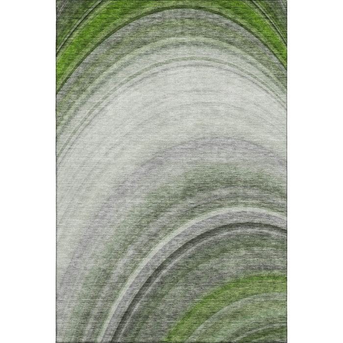 10' X 14' Ombre Washable Area Rug With UV Protection (650308) - Green / Ivory / Gray