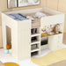 Giga loft bed with built-in wardrobe, desk, shelves, and drawers in a modern bedroom setting.