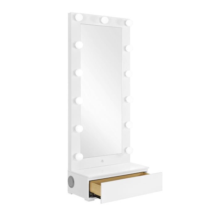 74" Lighted Freestanding Framed Full Length Mirror - White