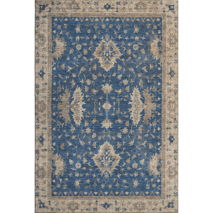10' X 14' Oriental Washable Area Rug With UV Protection (699734) - Navy Blue / Beige