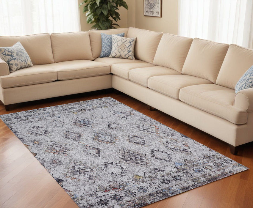10' x 13' Geometric Area Rug - Blue And Gray