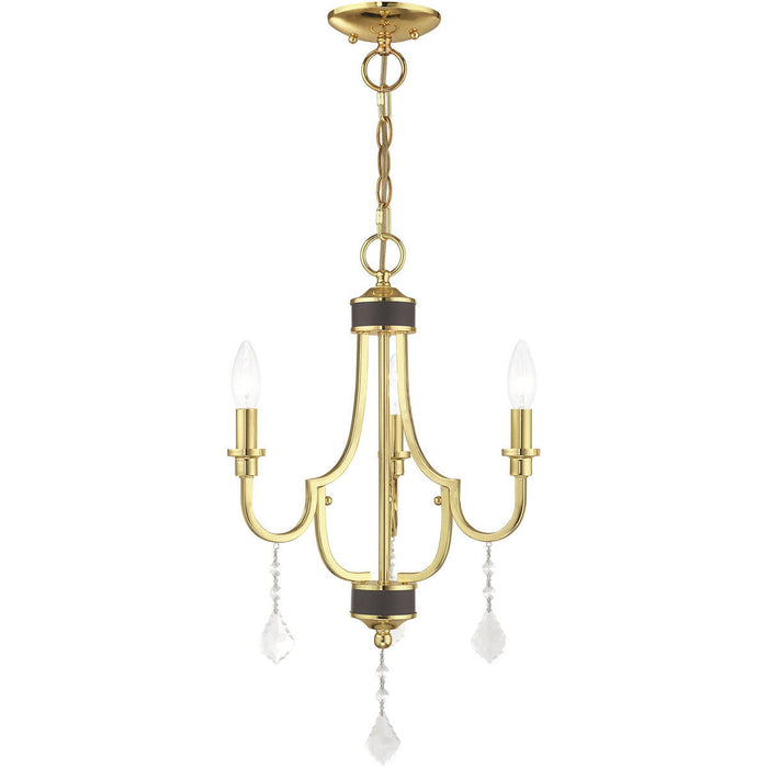 22" Three Light Dimmable Chandelier With Shades - Brass