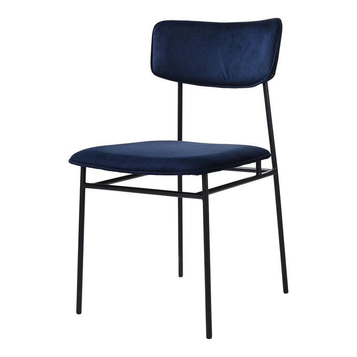 Upholstered Velvet Open Back Dining Side Chair - Blue / Black