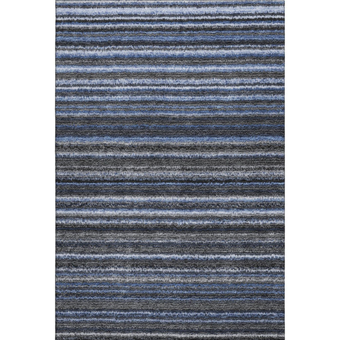 10' X 14' Striped Washable Area Rug With UV Protection (650782) - Blue / Gray