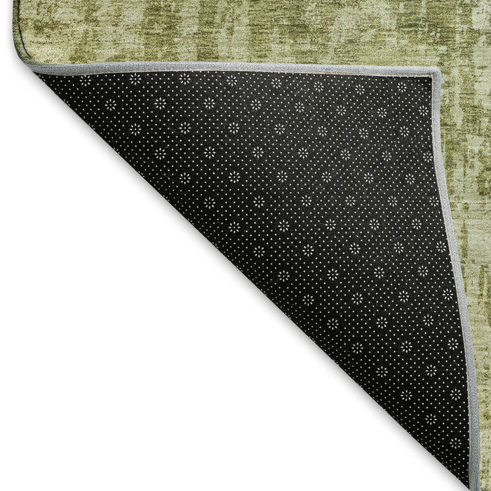 10' X 14' Abstract Washable Area Rug With UV Protection (695270) - Artichoke Green / Ivory