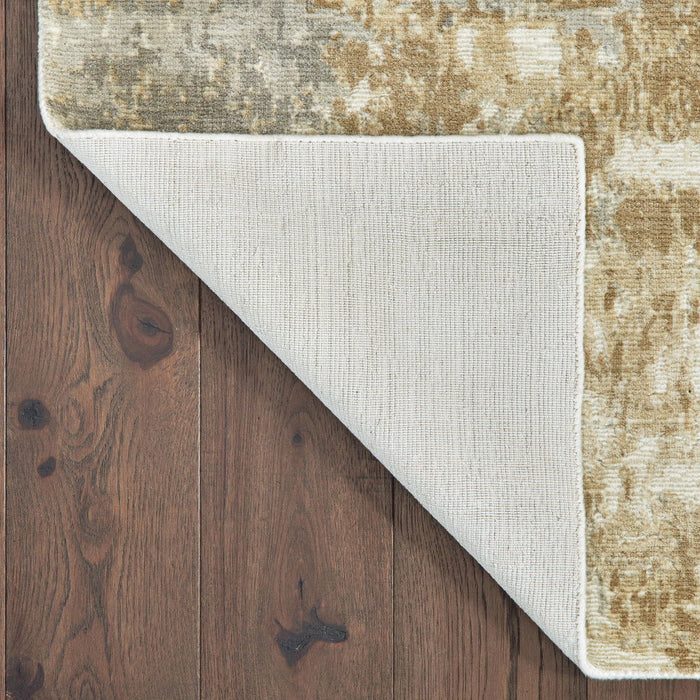 2' x 10' Abstract Hand Loomed Stain Resistant Runner Rug - Gray And Brown