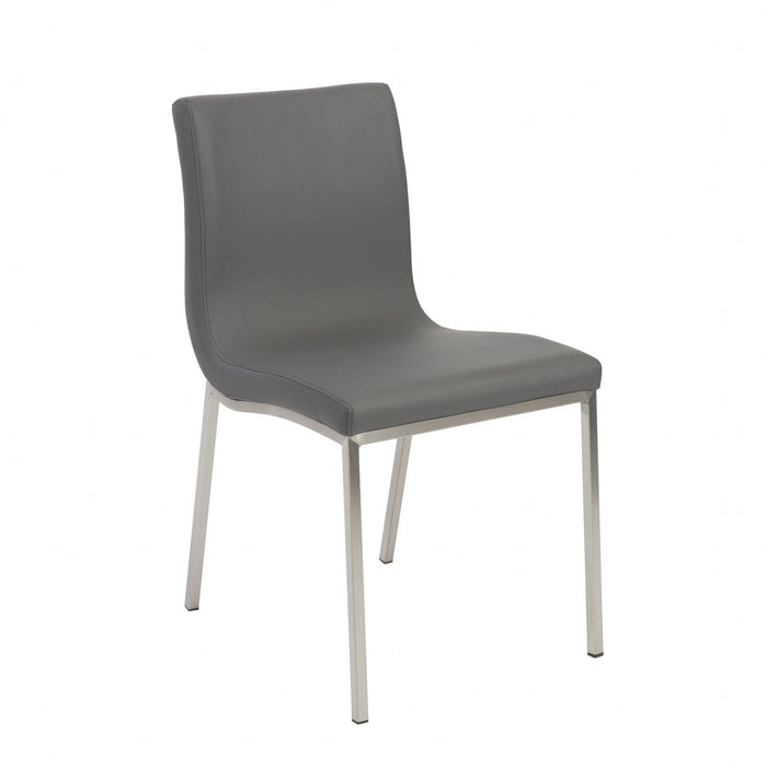 Leather Upholstered Dining Side Chairs (Set of 2) - Gray