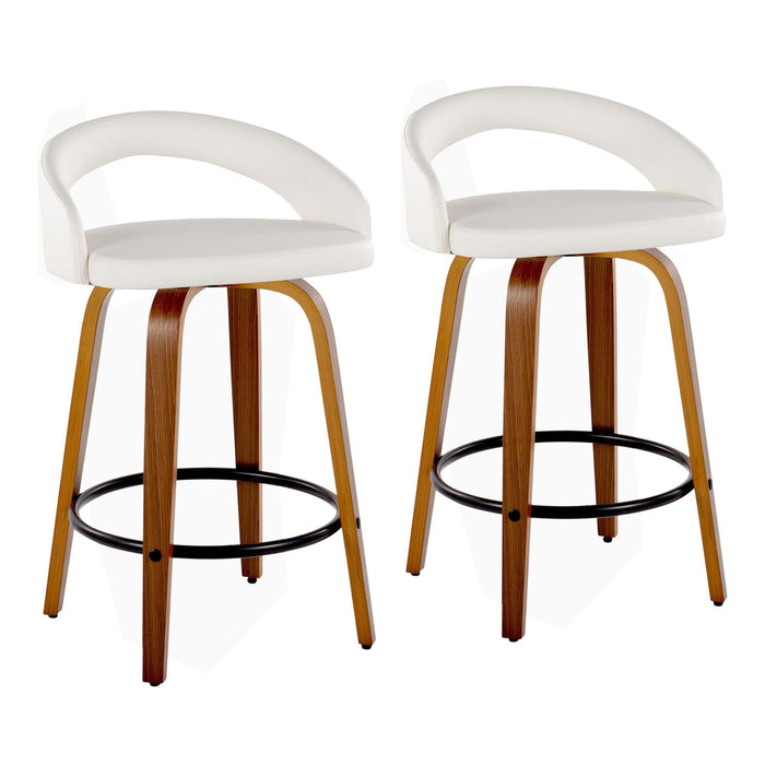 Grotto - 32.5" Upholstered Fixed-Height Counter Stool (Set of 2) - Walnut Wood Base