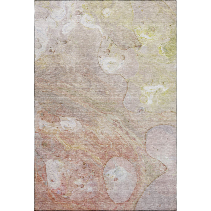 10' X 14' Abstract Washable Area Rug With UV Protection (708874) - Salmon / Lavender