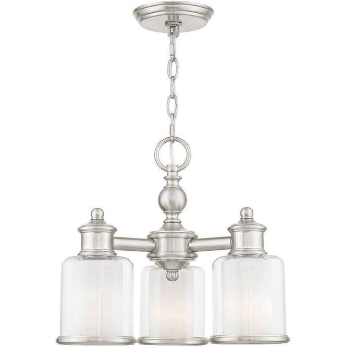 14'' Three Light Dimmable Chandelier With Shades - Nickel