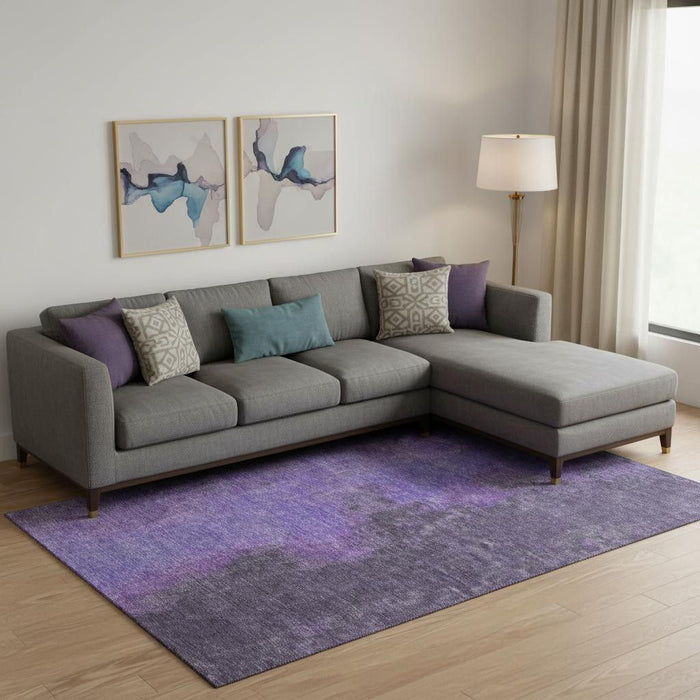 10' X 14' Abstract Washable Area Rug With UV Protection (699830) - Eggplant / Purple