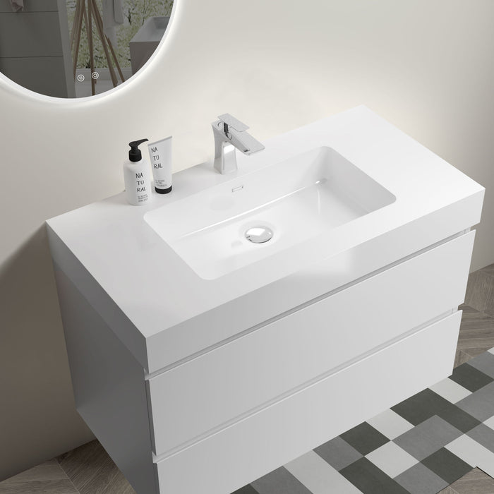 Giga Alice wall-mounted bathroom vanity with large storage and one-piece sink basin, modern floating design for contemporary bathrooms