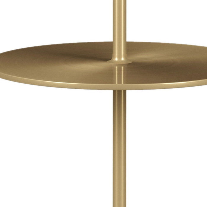 Marble Round Block End Table - Gold / White