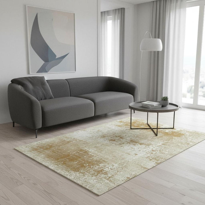 6' X 8' Abstract Washable Area Rug With UV Protection (609893) - Gold / Beige