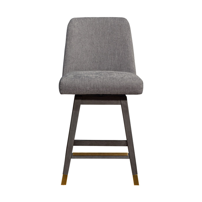 Upholstered And Solid Wood Swivel Counter Height Bar Chair - Taupe And Gray