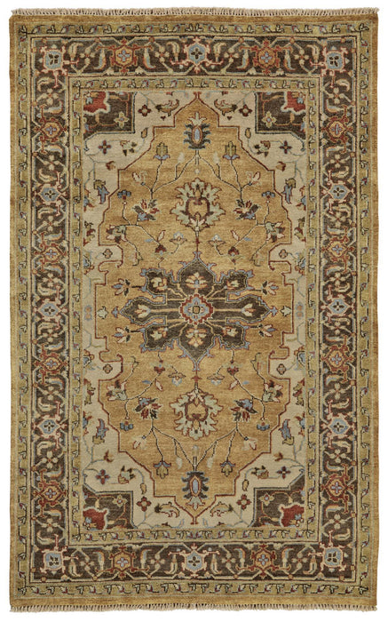 5' X 8' Wool Oriental Hand Knotted Area Rug (744180) - Tan / Gold / Taupe